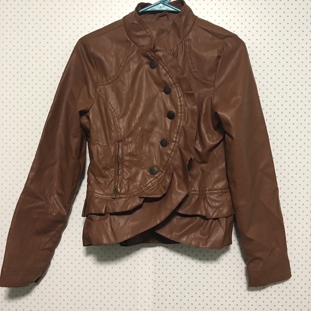 Brown leather coat